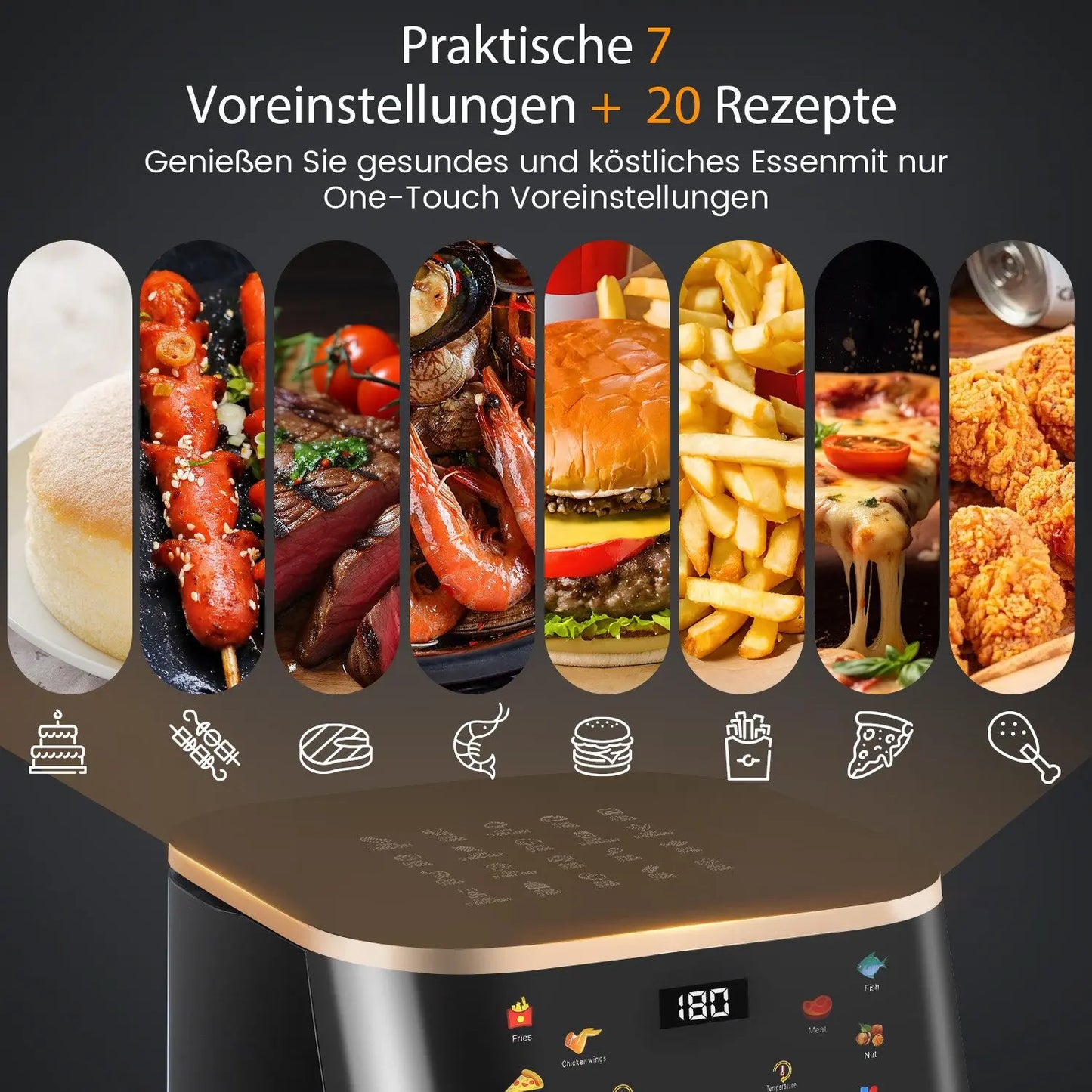 Airfryer Sans Huile 9L Grande Capacité – Cuisson Rapide, Fenêtre Transparente et 6 Programmes Automatiques