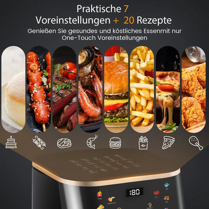 Airfryer Sans Huile 9L Grande Capacité – Cuisson Rapide, Fenêtre Transparente et 6 Programmes Automatiques