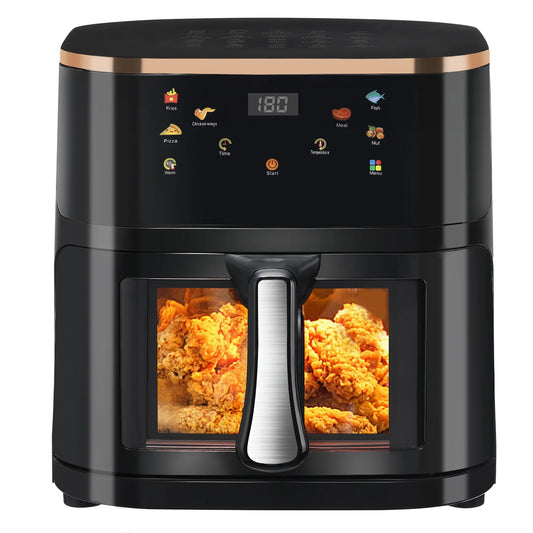 Airfryer Sans Huile 9L Grande Capacité – Cuisson Rapide, Fenêtre Transparente et 6 Programmes Automatiques